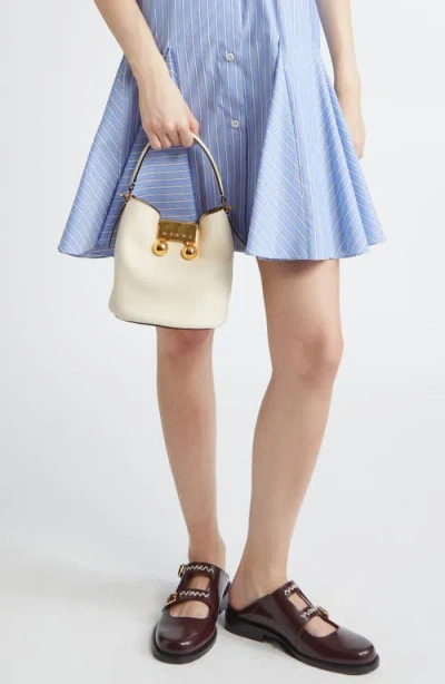 Marni Trunkaroo Leather Bucket Bag In White