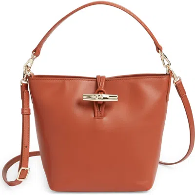 Longchamp Extra Small Le Roseau Leather Bucket Bag In Brown