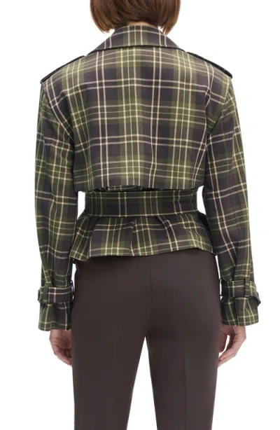 Favorite Daughter The Cropped Charles Countryside Plaid Trench Coat In Brown