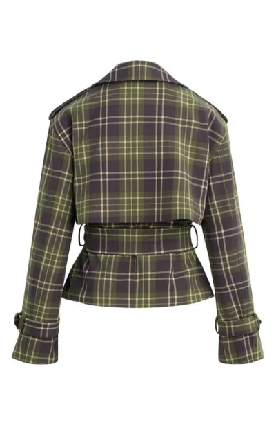 Favorite Daughter The Cropped Charles Countryside Plaid Trench Coat In Brown