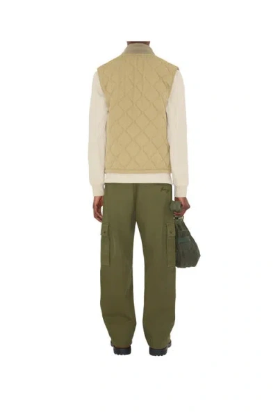 Burberry Quilted Vest Ribbed Collar Sleeveless In Brown