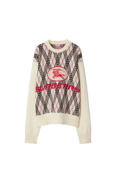 Burberry Men Row Neck Sweather With  Logo Print In Neutral