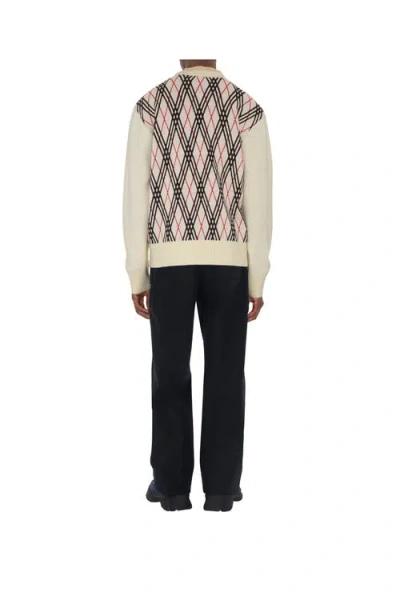 Burberry Men Row Neck Sweather With  Logo Print In Neutral