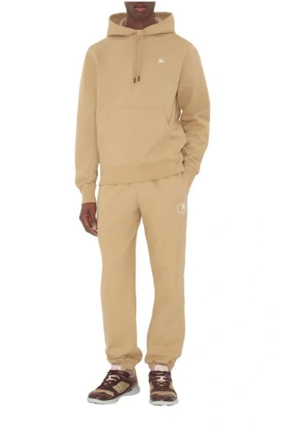Burberry Knight Stamp Hoodie With Front Pocket In Nude