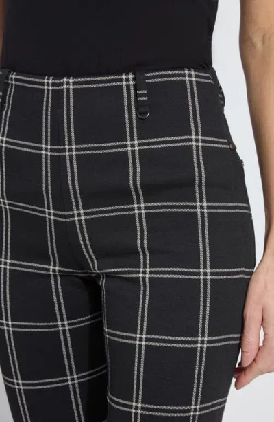 Lyssé Patterned Bootcut Pants In Coastal Windowpane In Black