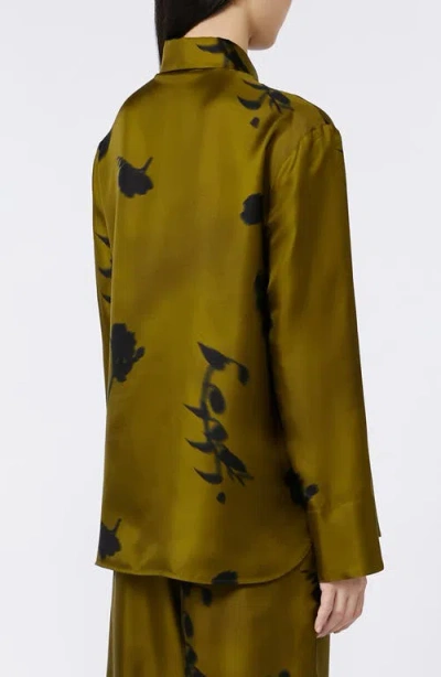 Weekend Max Mara Eraclea Abstract Print Silk Button-up Shirt In Green