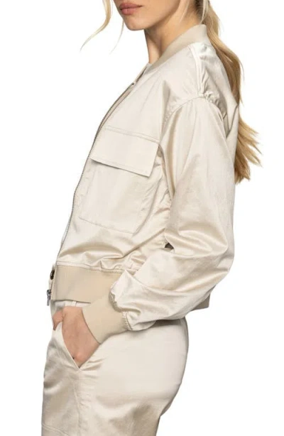 Sanctuary Skyline Sateen Bomber Jacket In Mother Of Pearl In Neutral