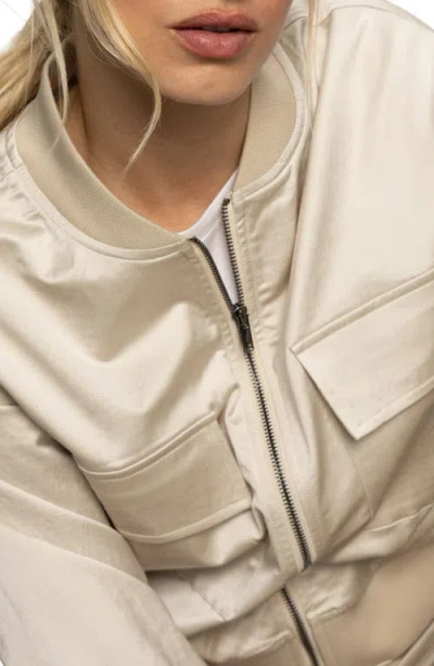 Sanctuary Skyline Sateen Bomber Jacket In Mother Of Pearl In Neutral