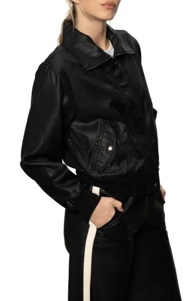 Sanctuary Coated Twill Bomber Jacket In Black