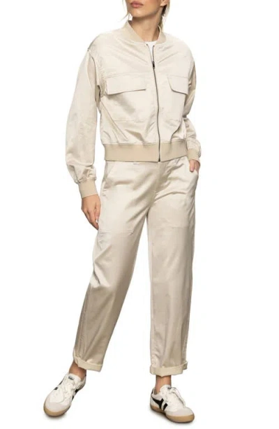 Sanctuary Skyline Sateen Bomber Jacket In Mother Of Pearl In Neutral