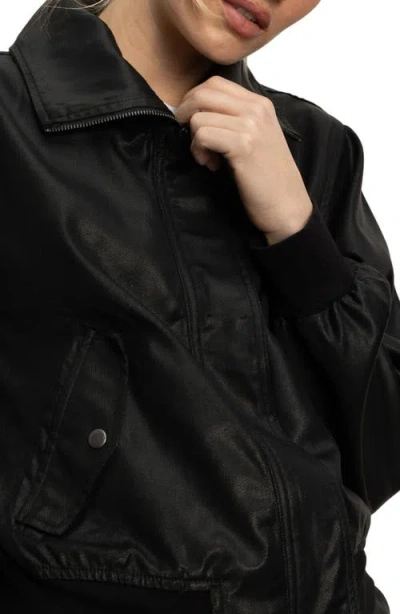 Sanctuary Coated Twill Bomber Jacket In Black