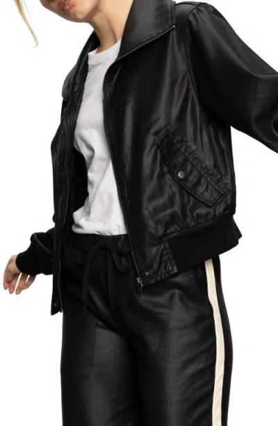 Sanctuary Coated Twill Bomber Jacket In Black