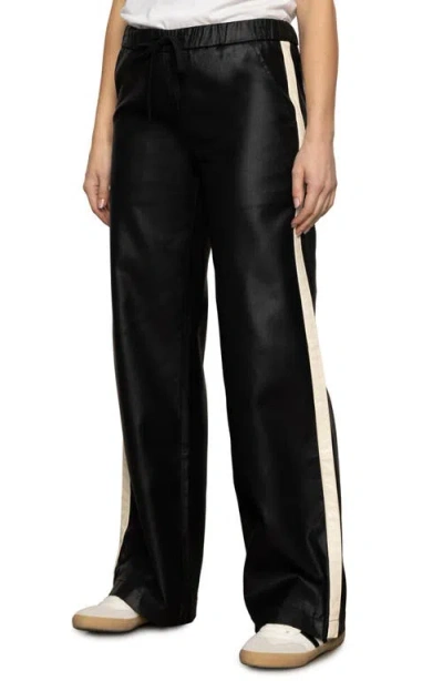 Sanctuary Coated-twill Track Pants In Black