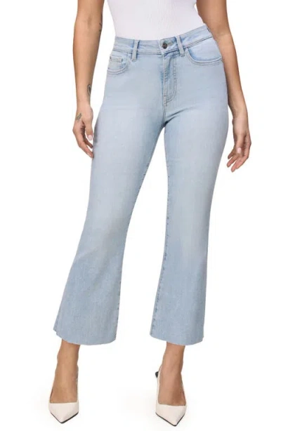 Warp & Weft Warp+weft Psp Raw Hem High Waist Crop Bootcut Jeans In Blue