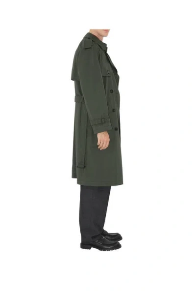 Burberry Mid-length Gabardine Trench Coat In Green