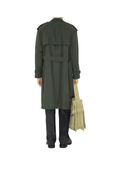 Burberry Mid-length Gabardine Trench Coat In Green