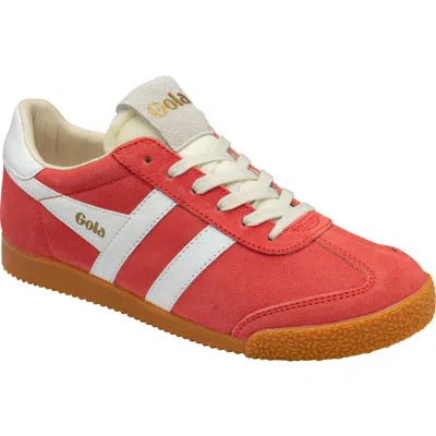 Gola Elan Deep Red Color Block Suede Leather Sneakers