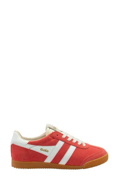 Gola Elan Deep Red Color Block Suede Leather Sneakers