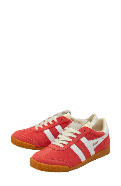 Gola Elan Deep Red Color Block Suede Leather Sneakers
