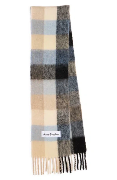Acne Studios Women Fringed Scarf With Logo In Multi