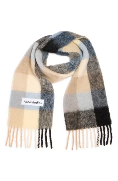 Acne Studios Women Fringed Scarf With Logo In Multi