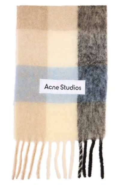 Acne Studios Women Fringed Scarf With Logo In Multi