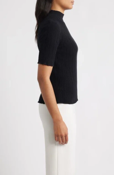 Anne Klein Ribbed Turtleneck Sweater In Black