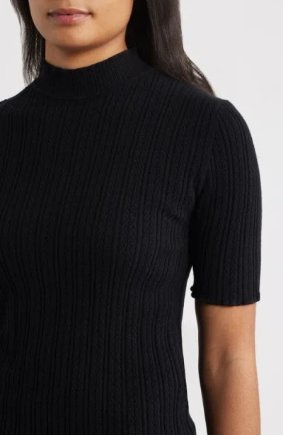 Anne Klein Ribbed Turtleneck Sweater In Black
