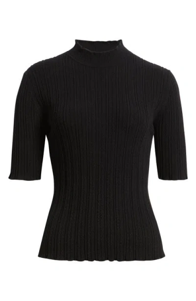 Anne Klein Ribbed Turtleneck Sweater In Black
