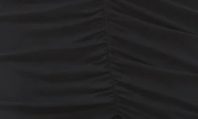 Afrm Cassian Ruched Detail Crossback Mesh Gown In Black