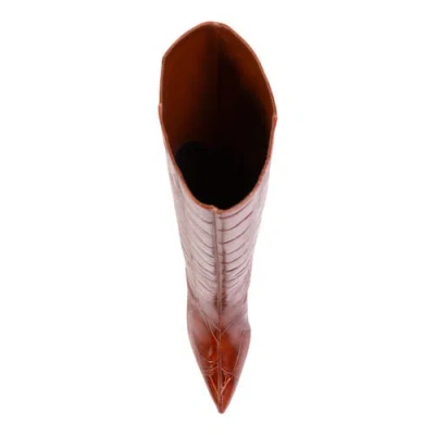 Black Suede Studio Ember Croc-effect Leather Boots In Brown