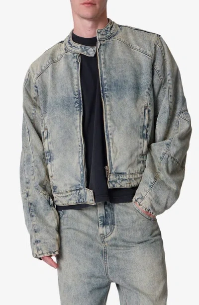 Mnml Moto Denim Jacket In Blue