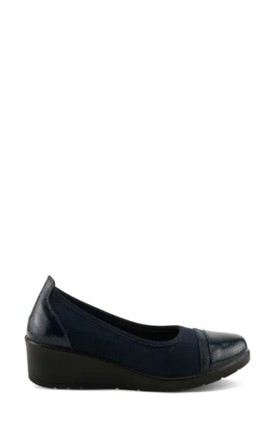 Flexus By Spring Step Macadi Cap Toe Platform Wedge Pump In Blue