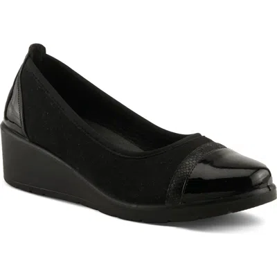 Flexus By Spring Step Macadi Cap Toe Platform Wedge Pump In Black