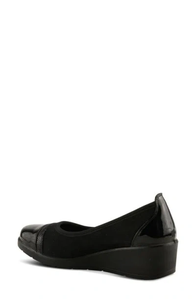 Flexus By Spring Step Macadi Cap Toe Platform Wedge Pump In Black
