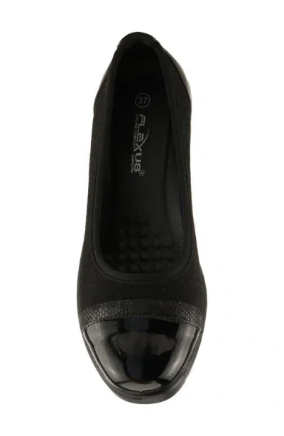 Flexus By Spring Step Macadi Cap Toe Platform Wedge Pump In Black