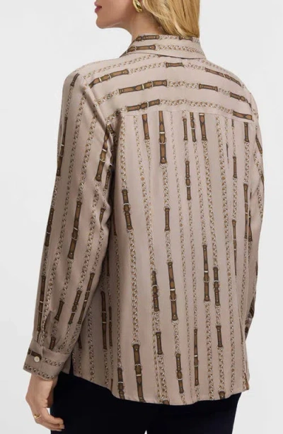 Foxcroft Luna Chain Stripe Button-up Shirt In Multi