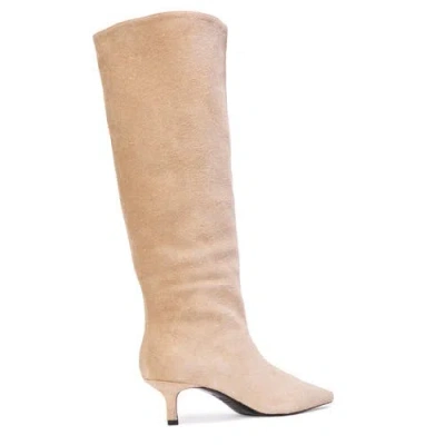 Black Suede Studio Sutton 50 Boot In Neutral