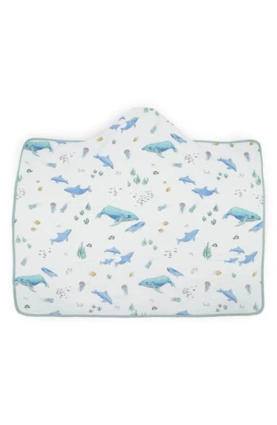 Little Unicorn Cotton Muslin & Terry Hooded Towel In Blue