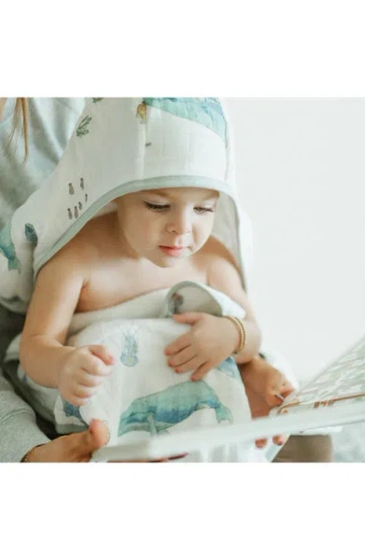 Little Unicorn Cotton Muslin & Terry Hooded Towel In Blue