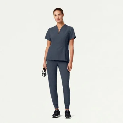 Jaanuu 2-pocket Tailored V-neck Scrub Top In Gray