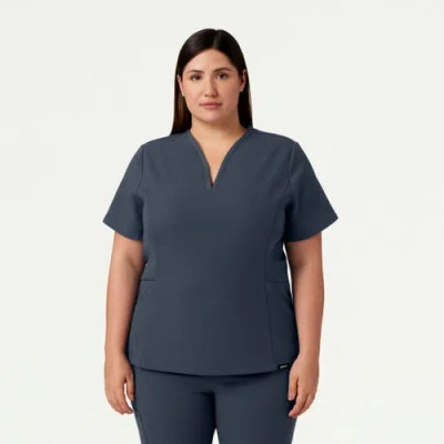 Jaanuu 2-pocket Tailored V-neck Scrub Top In Gray