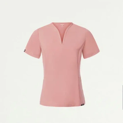 Jaanuu 2-pocket Tailored V-neck Scrub Top In Pink