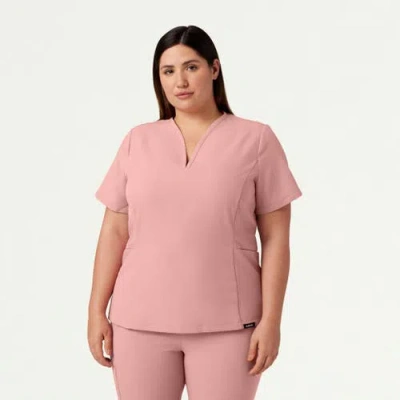 Jaanuu 2-pocket Tailored V-neck Scrub Top In Pink