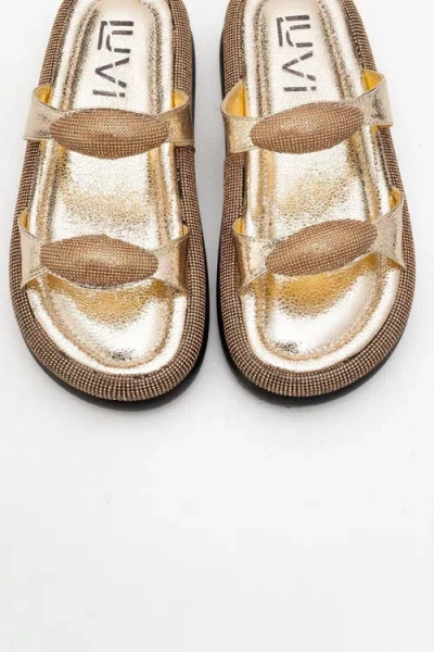 Prologue Shoes Finery Embellished Platform Slide In Gold