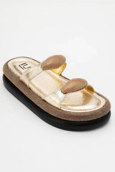 Prologue Shoes Finery Embellished Platform Slide In Gold