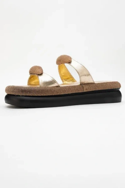 Prologue Shoes Finery Embellished Platform Slide In Gold