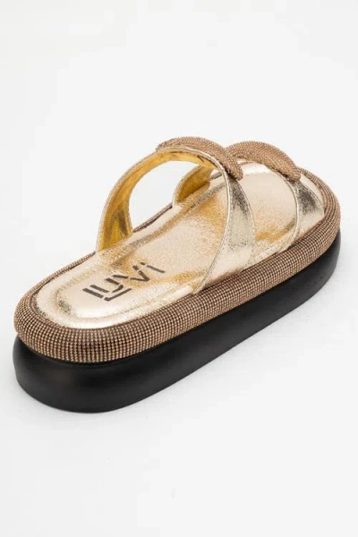 Prologue Shoes Finery Embellished Platform Slide In Gold