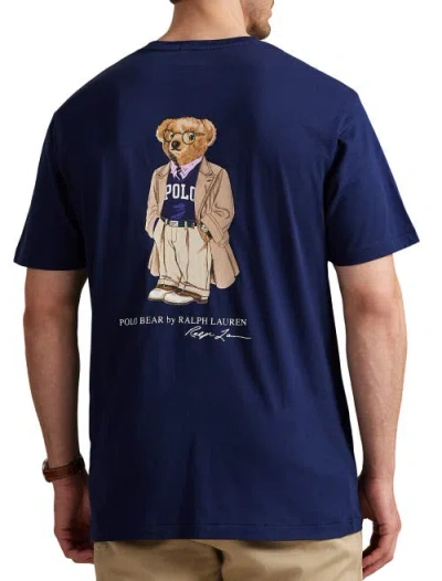 Polo Ralph Lauren Crew Neck Graphic Print Chest Pocket In Blue