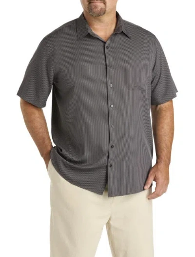 Synrgy By Dxl Big & Tall Striped Microfiber Sport Shirt In Gray